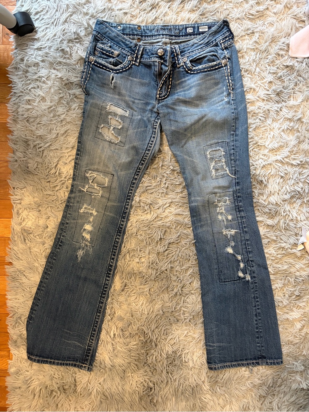 Womens Distressed Blue Miss Me Denim Jeans